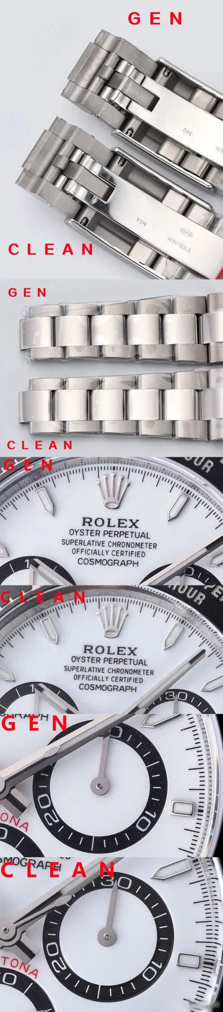 clean factory rolex daytona m126500ln 0001 vs the authentic one 9