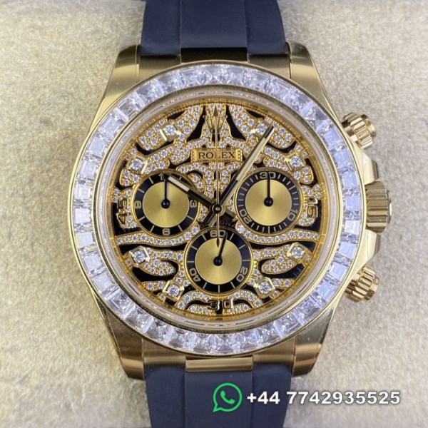 Clean Factory Rolex Cosmograph Daytona  Replica Watches 116588 TBR Full Diamond Tiger Dial