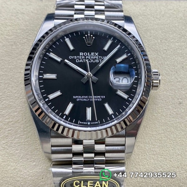 Clean Factory Rolex Datejust Replica Watches M126234-0015 Black Dial Size 36mm