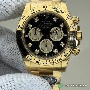 Clean Factory  Rolex Daytona Gold Replica Watches M126508-0003 Black Dial  