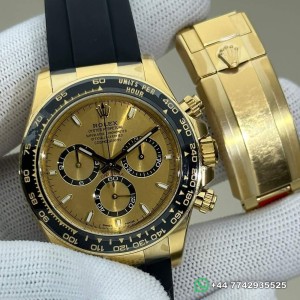 Clean Factory Rolex Daytona Replica Watches M126518-0010 New Rubber Strap Gold Watches