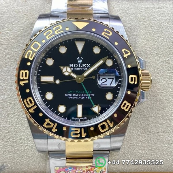 Clean Factory Rolex GMT Master II Replica Watches 116713-LN-78203 Gold Watches