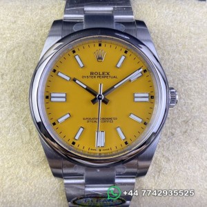 Clean Factory Rolex Oyster Perpetual Replica Watches M124300-0004 Yellow Dial Size 41mm