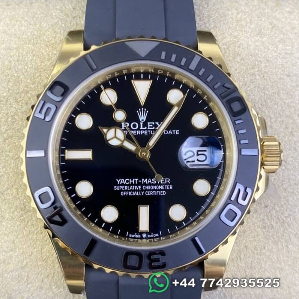 Clean Factory Rolex Yacht Master Replica Watches M226658-0001 Gold Watch Black Dial